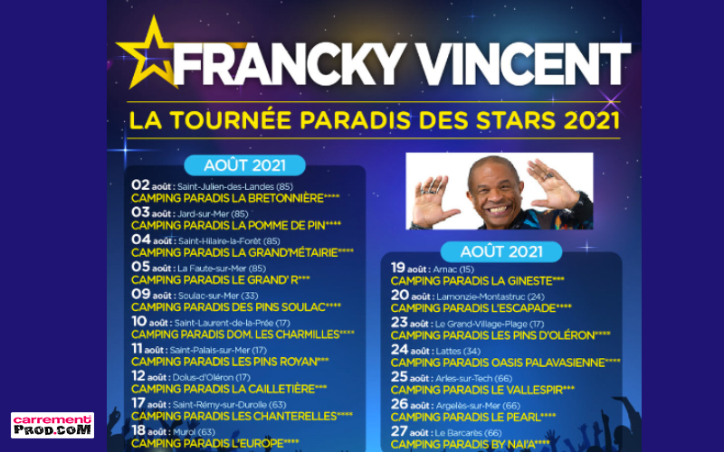 Tournée Francky Vincent Août 2021